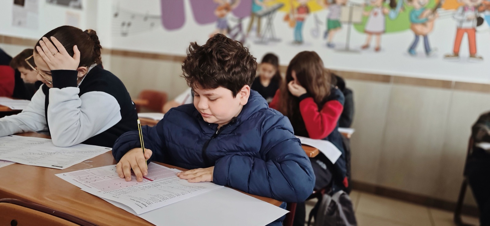 Student working on homework at a desk