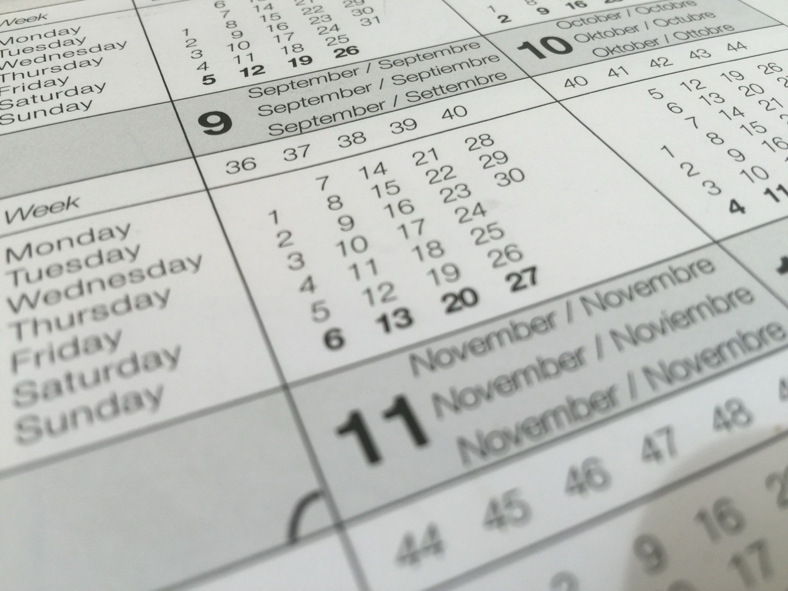 Calendar used for planning a baseball season