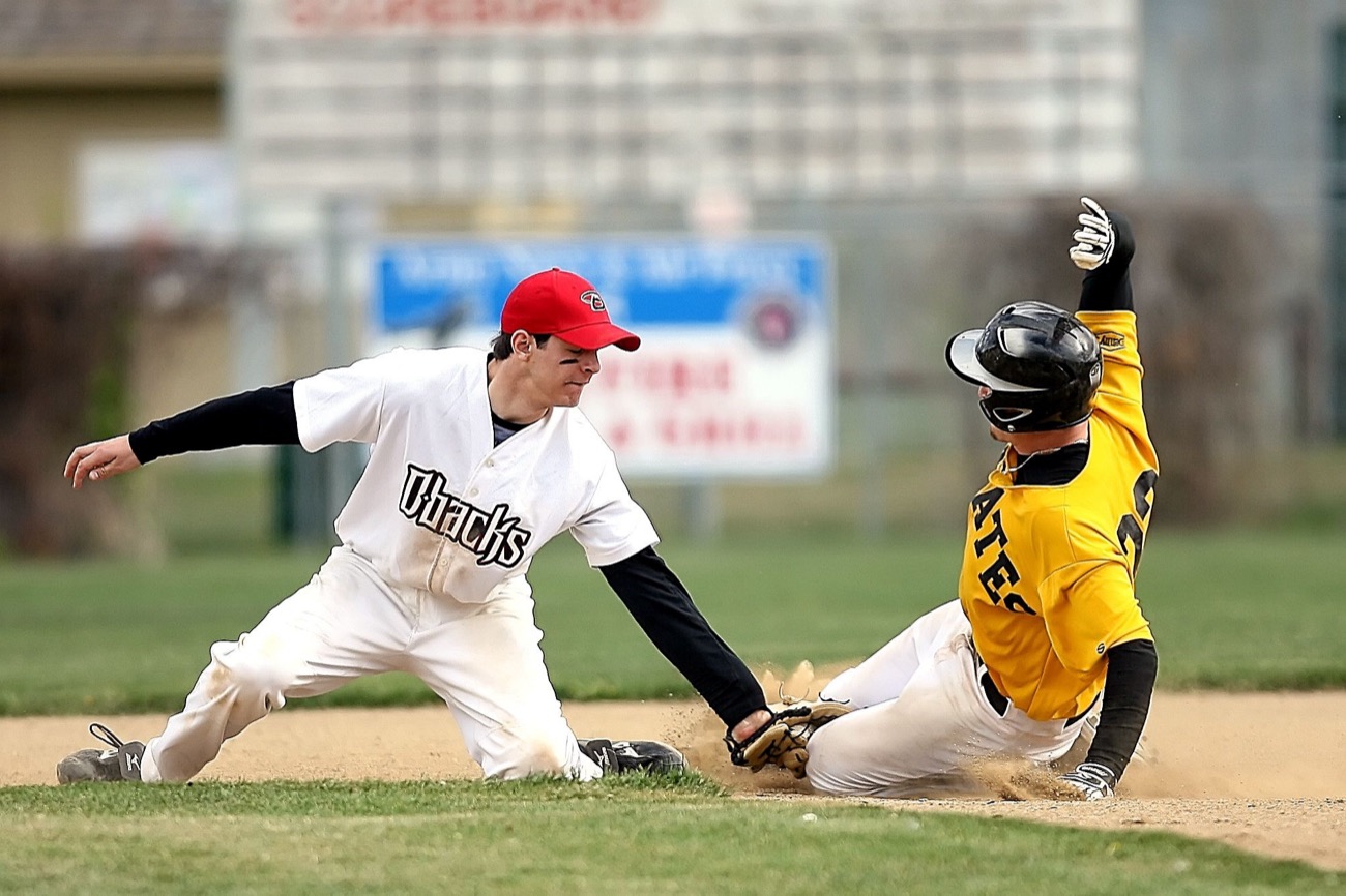 Player sliding into a base on a steal