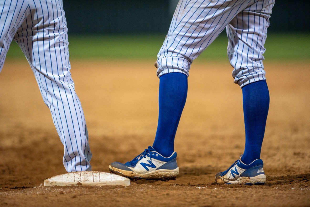 Player sprinting between bases