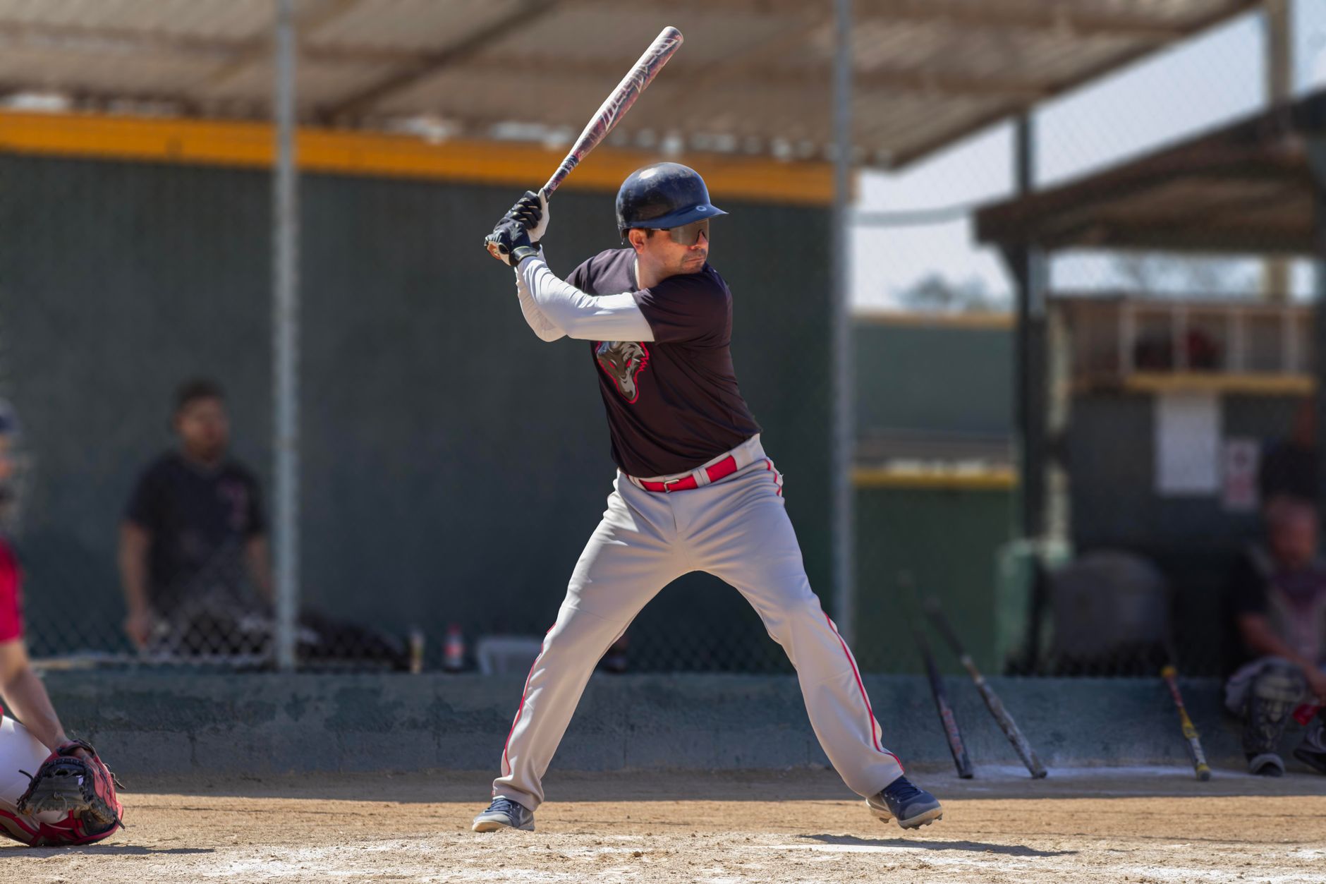 Hitter following through on a swing