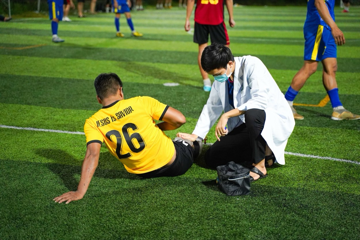 First aid kit at a sports field