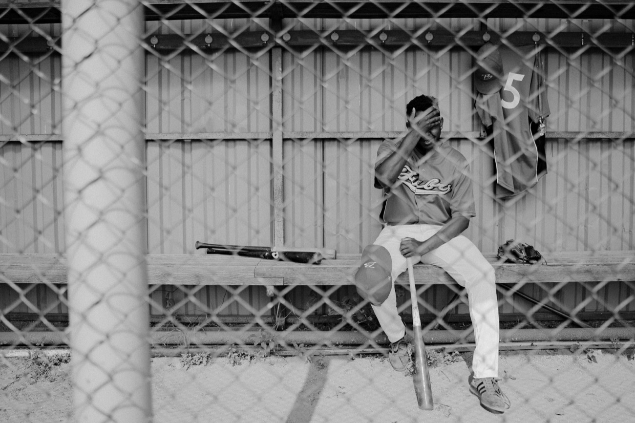 Young athlete concentrating before a pitch