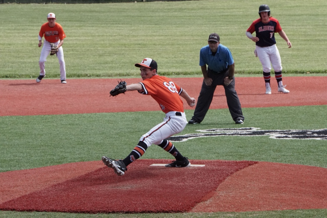 Player practising a pitching grip