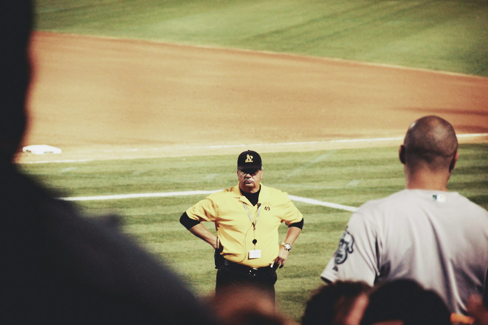 Umpire making a call at home plate