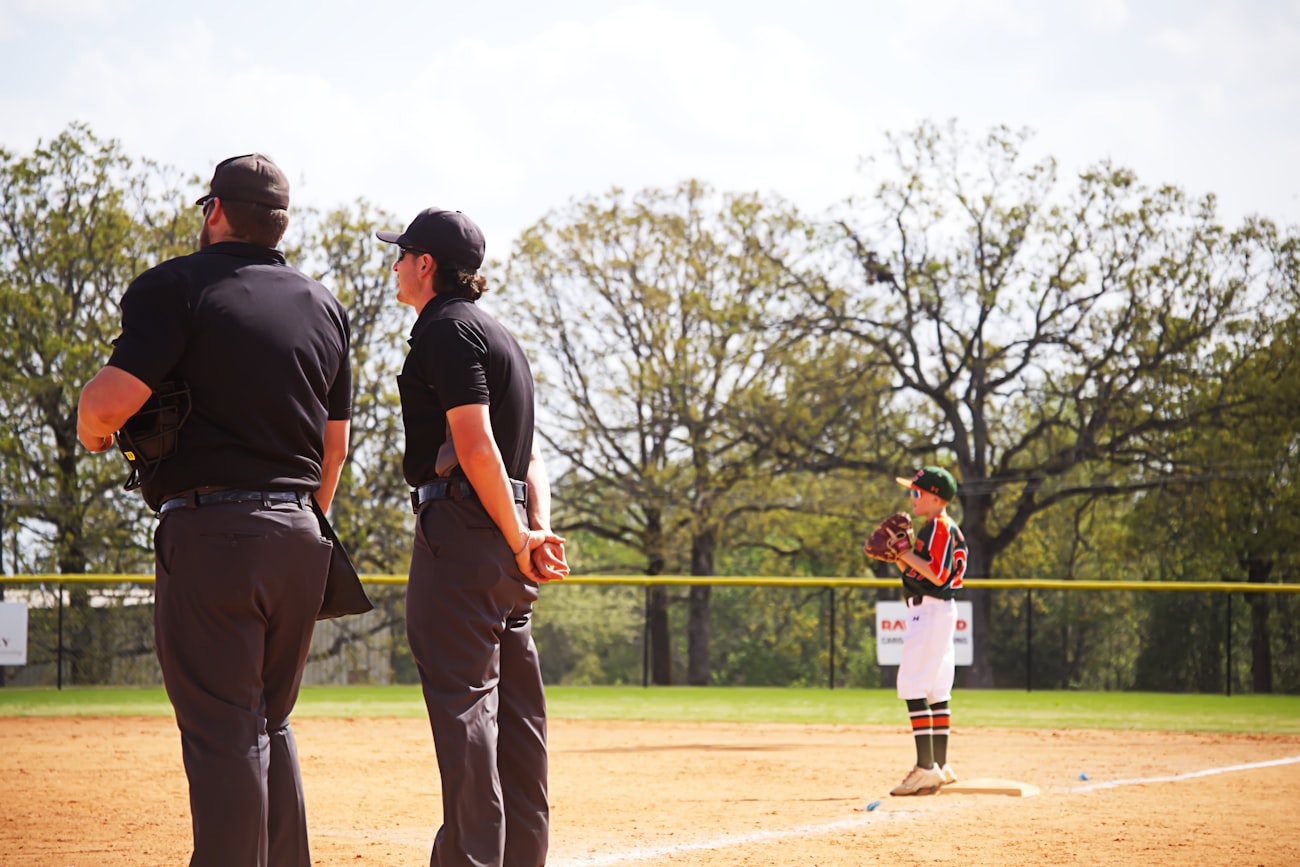 Umpire signalling a call during a game