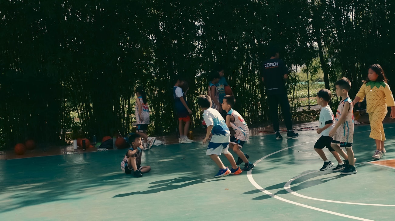 Children running on a track