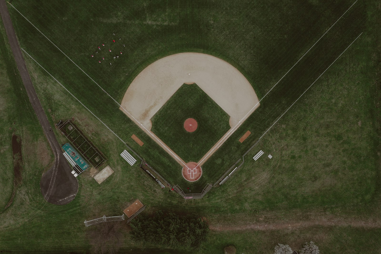 Empty baseball field at sunset