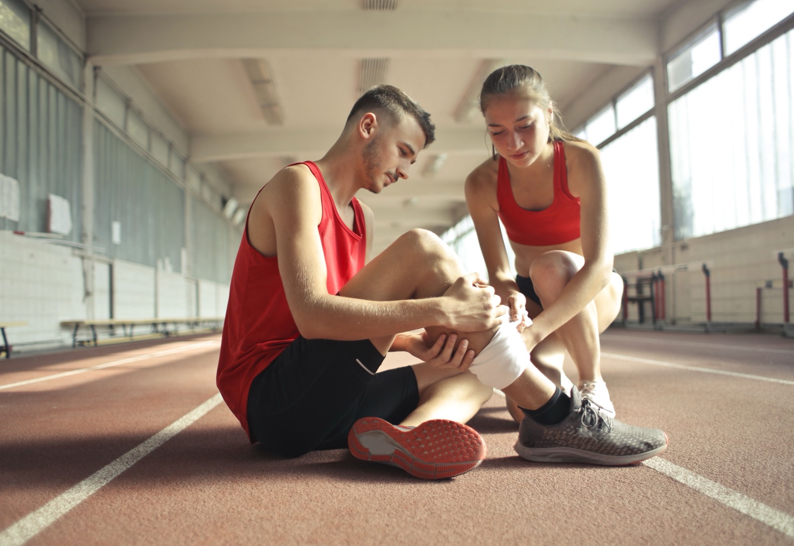 Athlete working through rehabilitation exercises