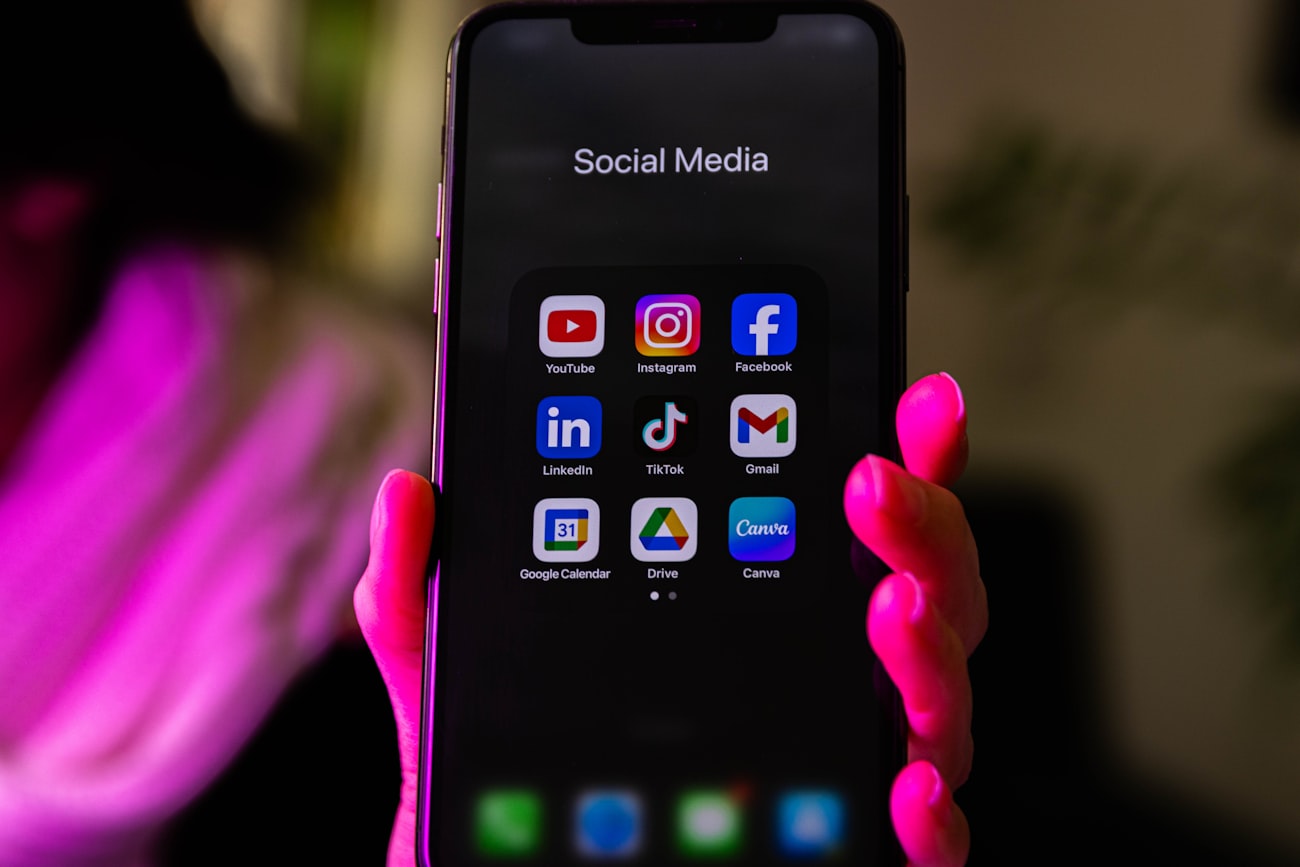 Smartphone showing social apps