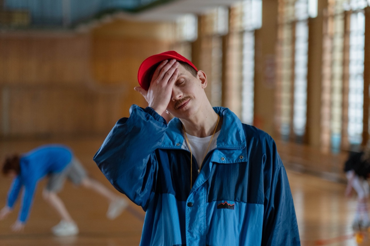 Determined young athlete working alone