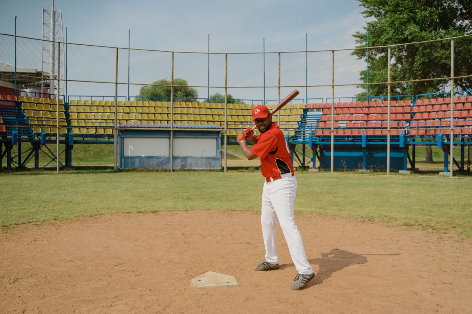 Young player learning baseball fundamentals