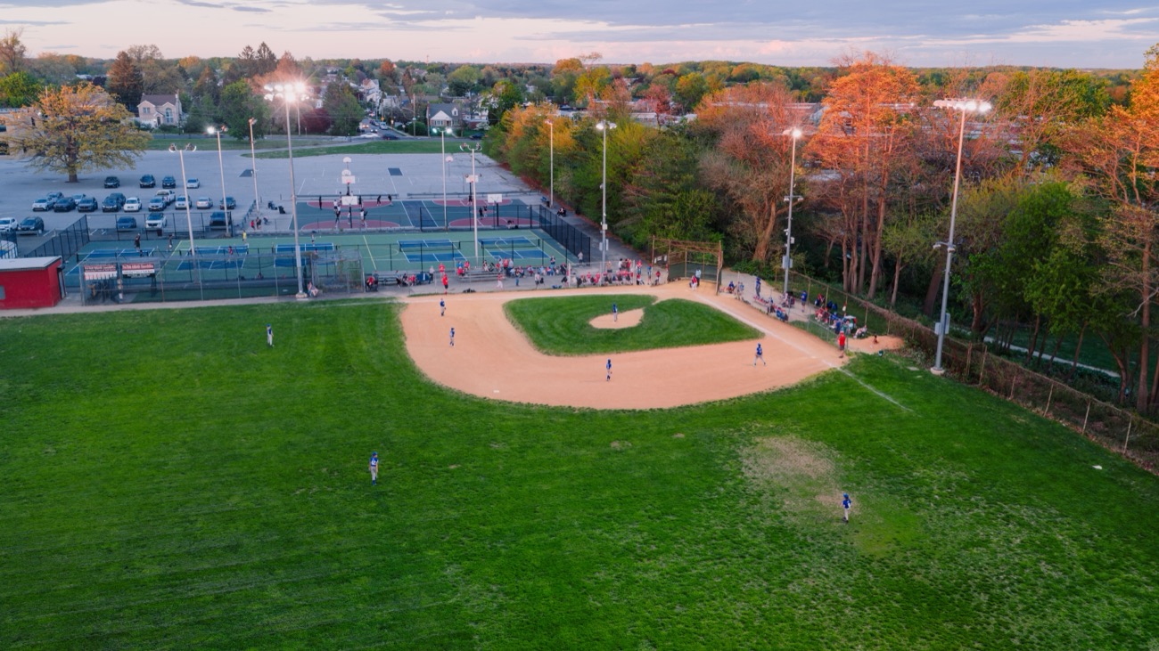 Baseball field on a summer evening
