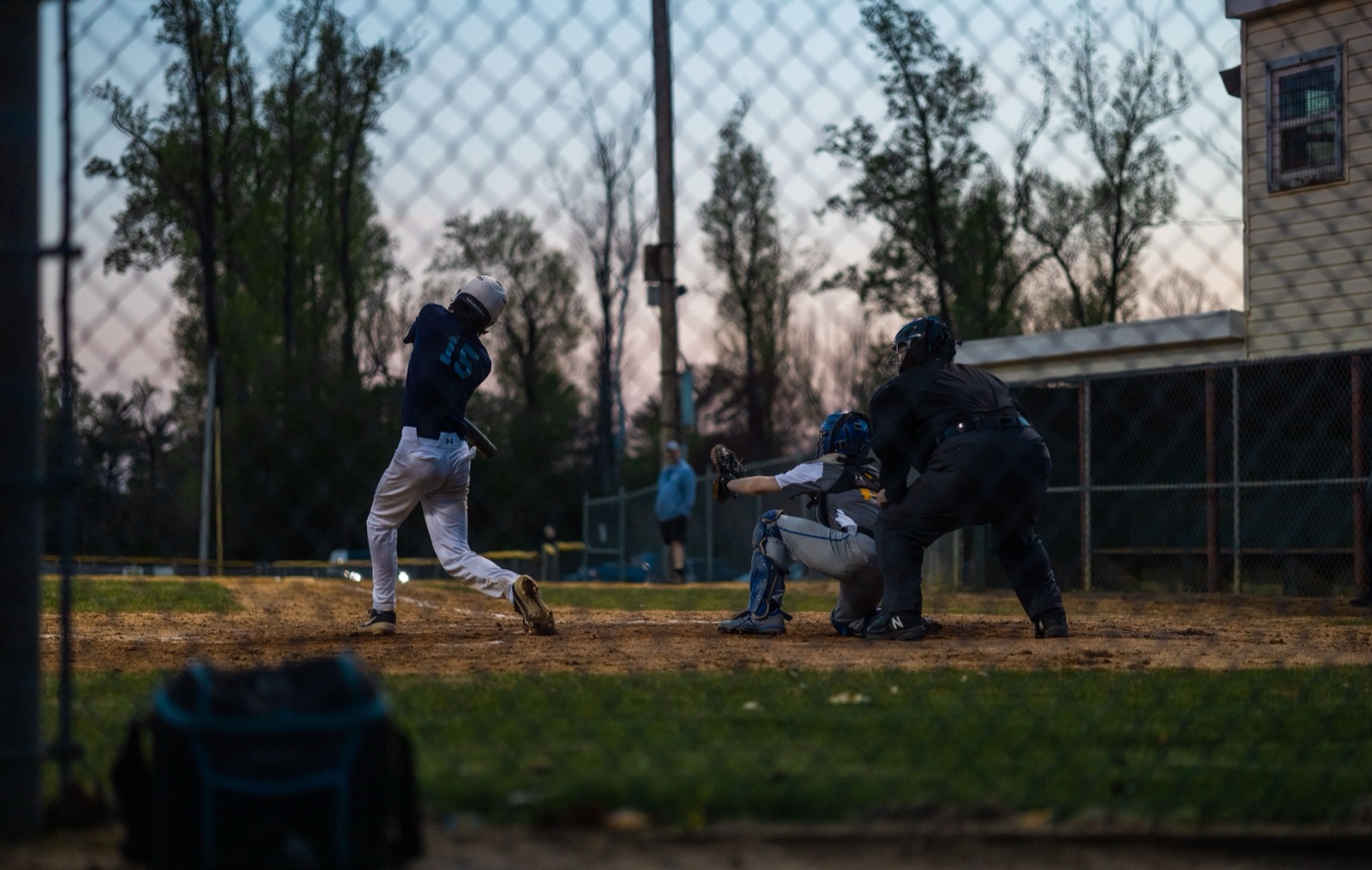 Summer baseball game in the evening