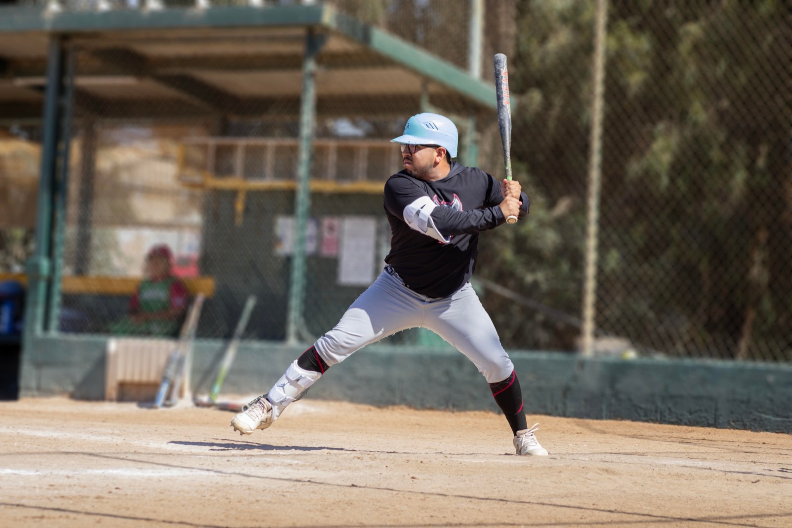Batter set up on the left side of the plate
