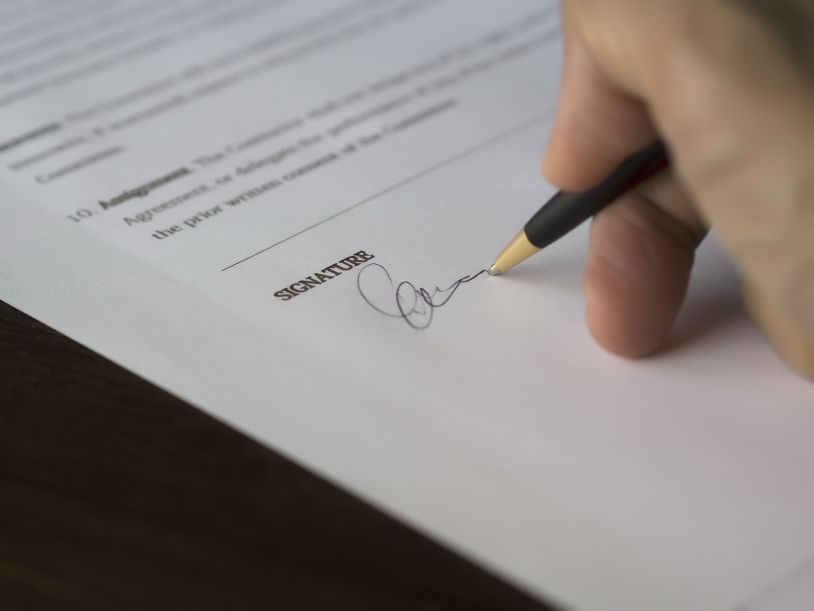 Signing a paper agreement