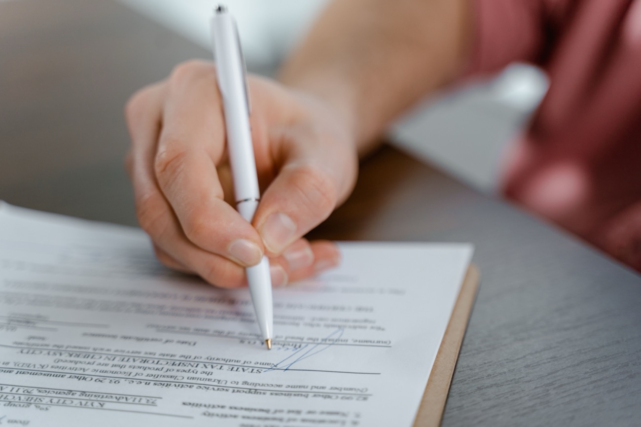 Parent reading a document