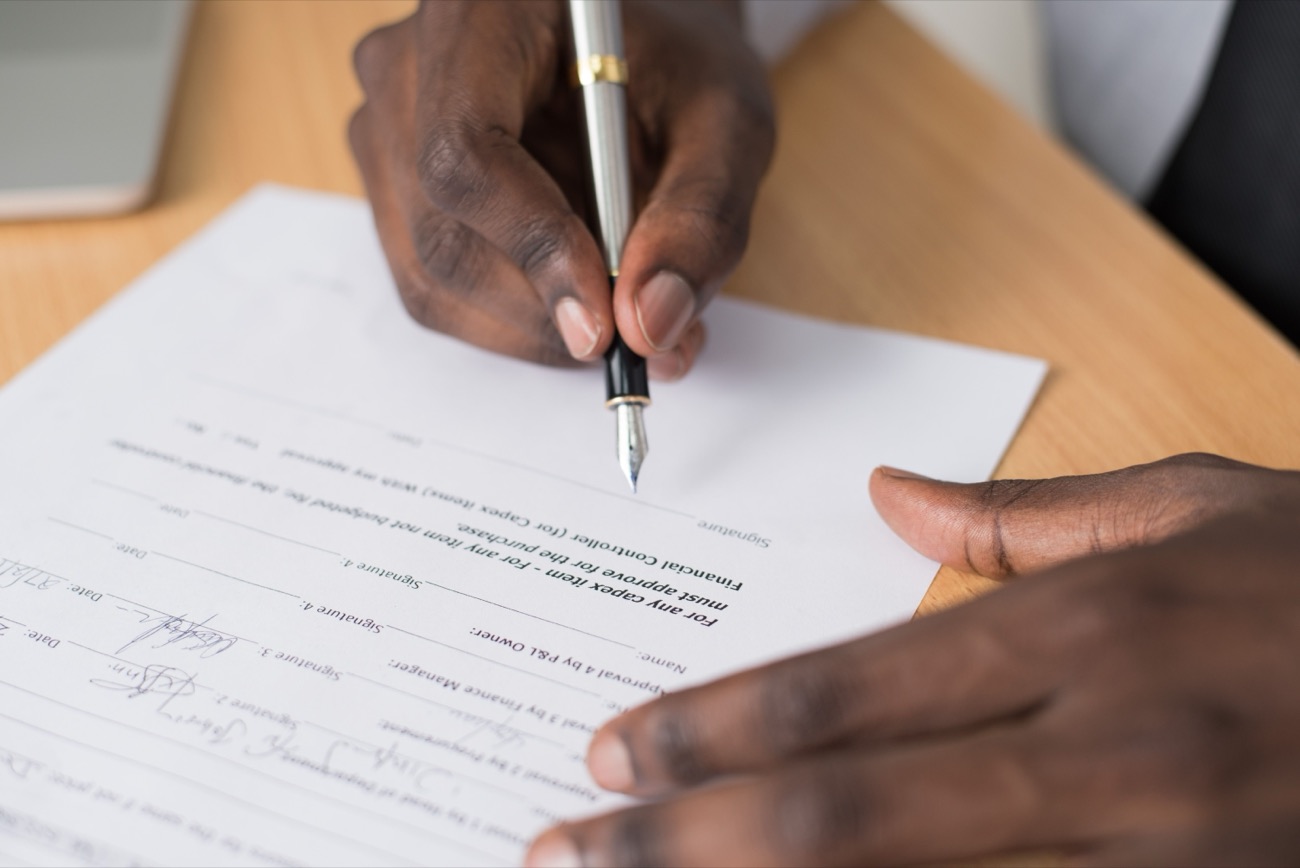 Reviewing a budget and paperwork
