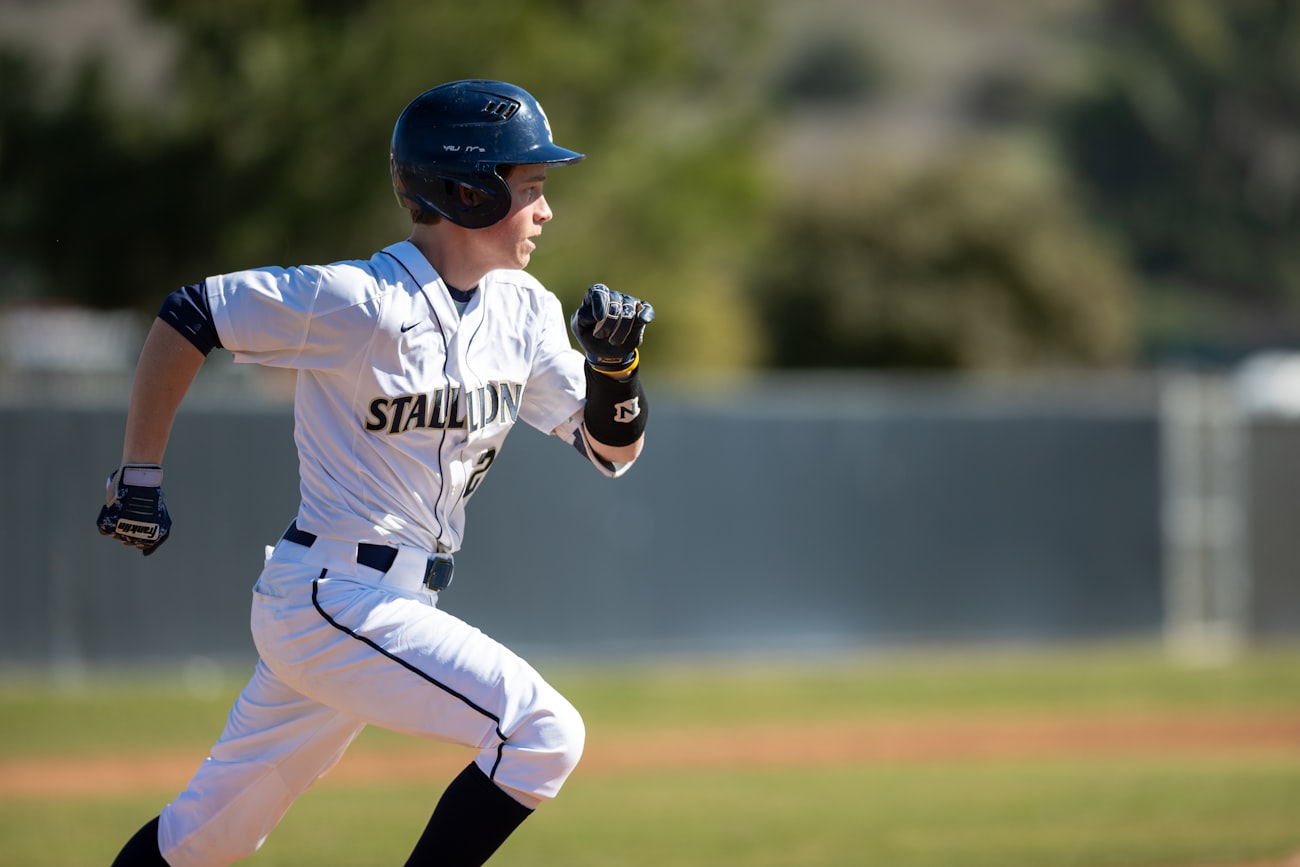 Catcher in position during a baseball tryout