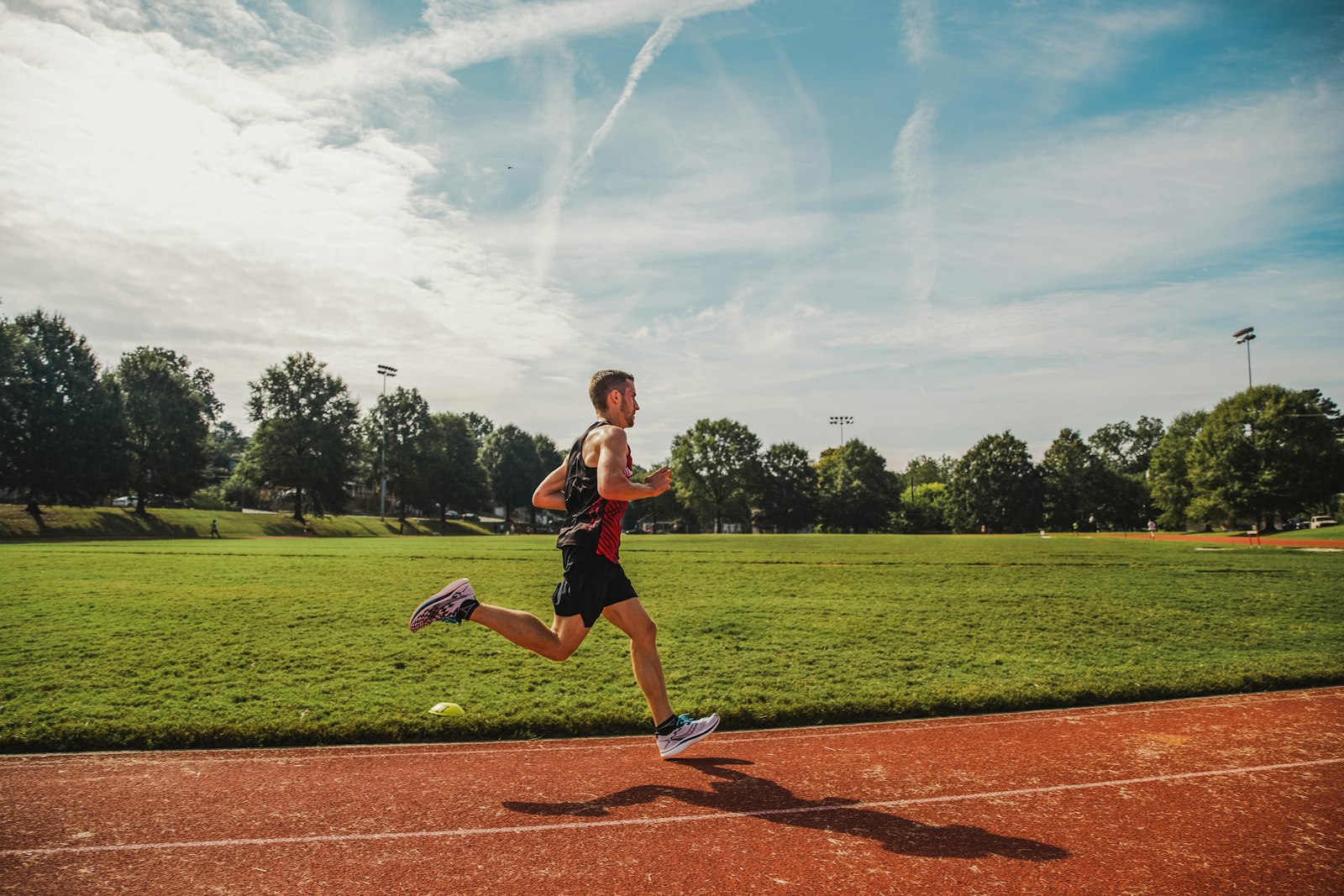 Baseball player sprinting during a timed 60-yard dash