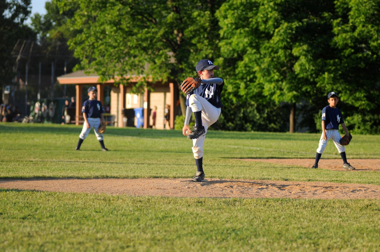Young player resting between innings